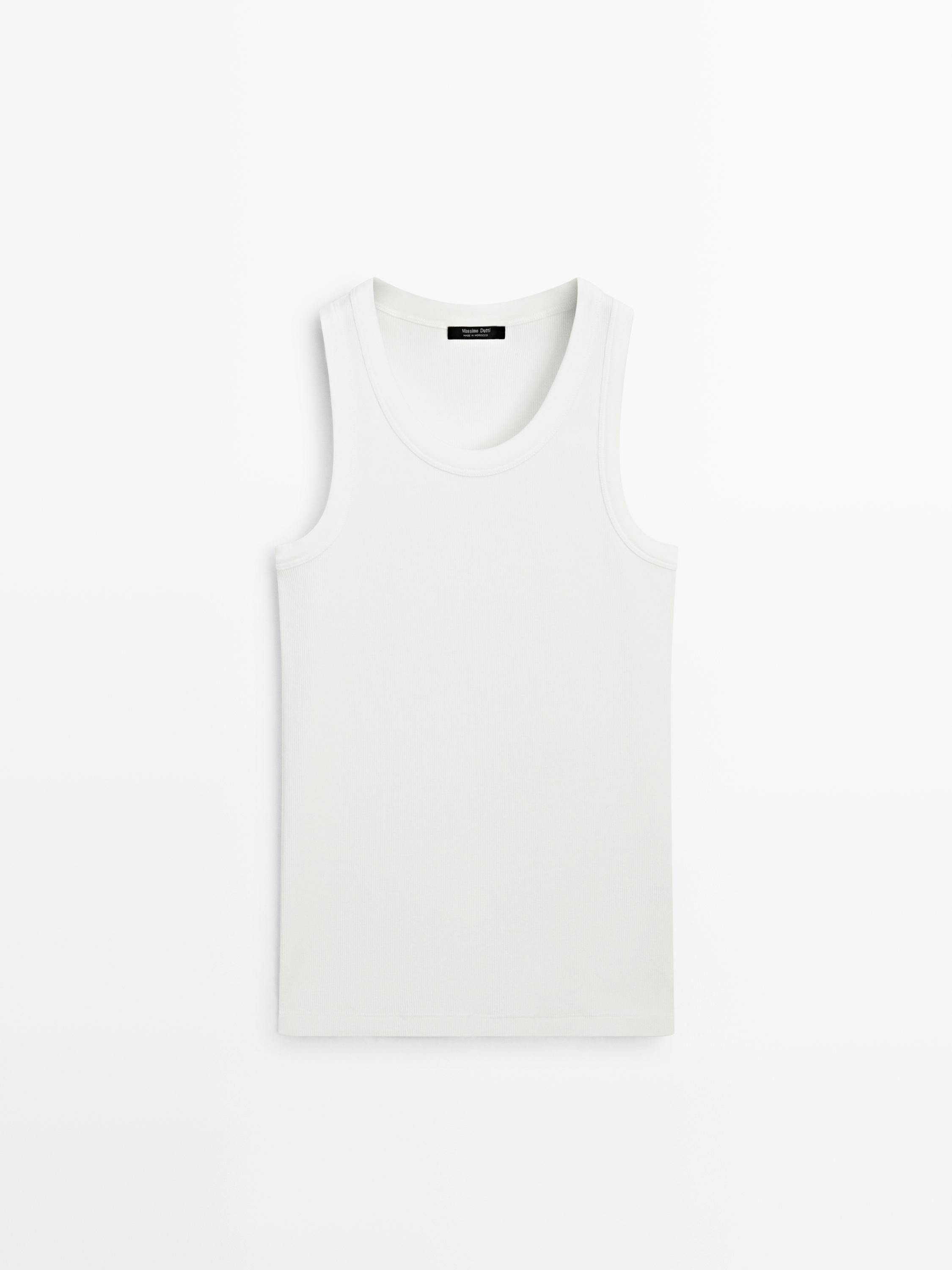 T-shirt encolure américaine en coton mélangé