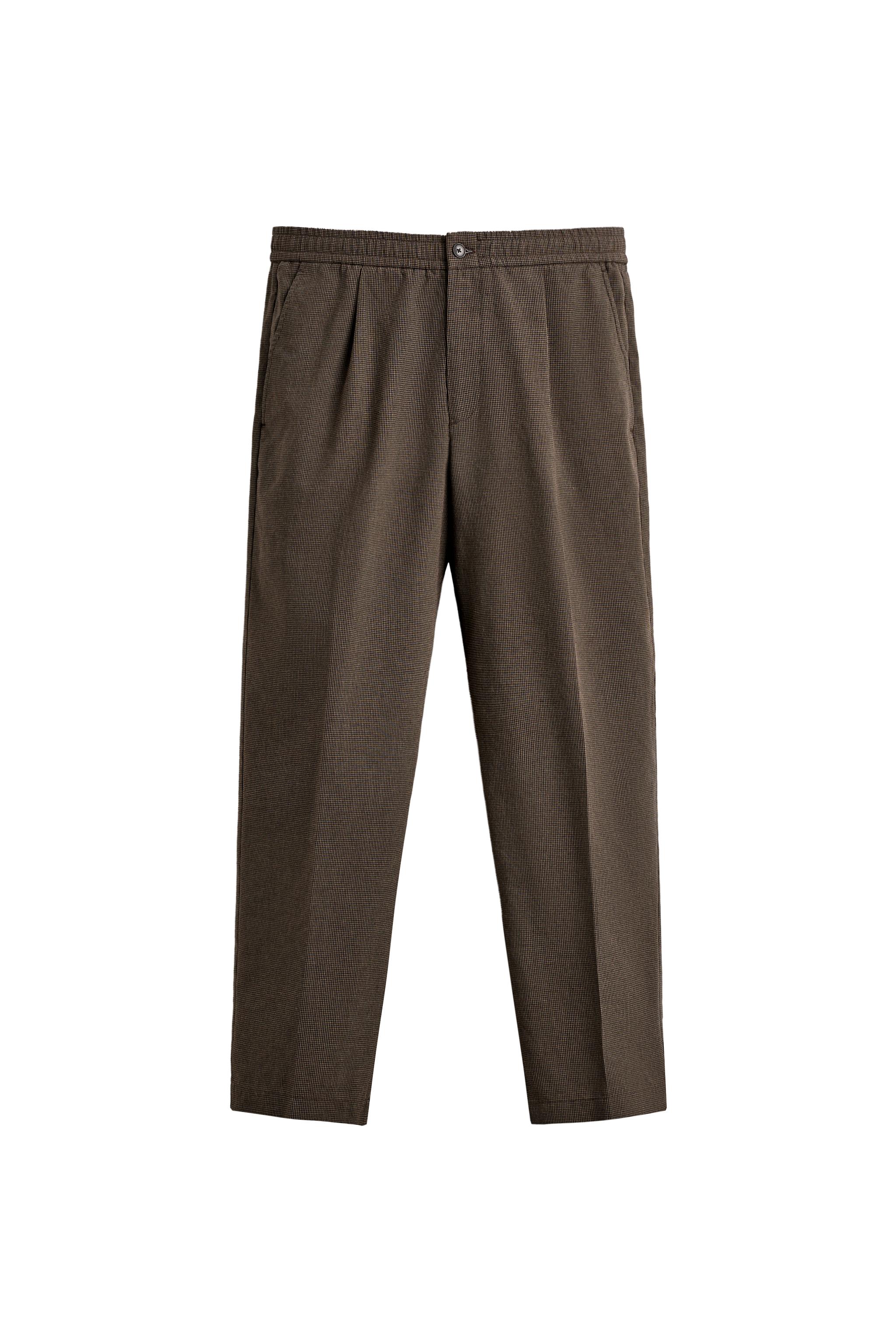 RELAXED FIT HOUNDSTOOTH SUIT PANTS - Brown | ZARA United States