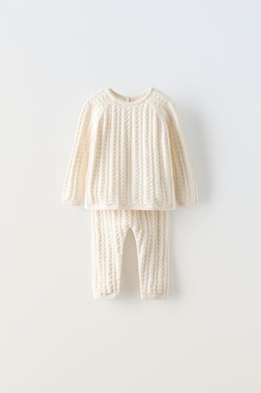 COTTON/SILK KNIT SET - Ecru by Zara