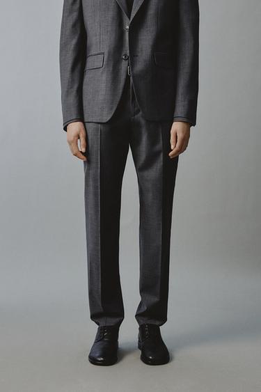 Zara 細條紋西裝長褲 - 灰色
