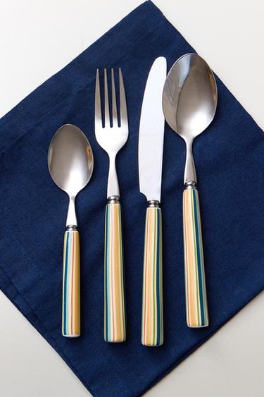 CUTLERY SET WITH CERAMIC HANDLE (SET OF 4) - Steel by Zara