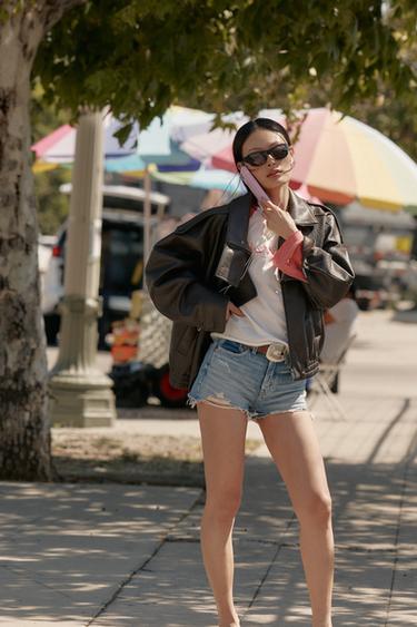 جاكيت من الجلد الاصطناعي - بني الخاص بـ Zara