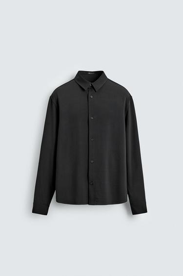 ΡΙΧΤΟ ΠΟΥΚΑΜΙΣΟ RELAXED FIT - Μαύρο του Zara