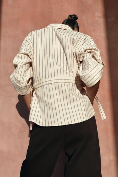 CHEMISE SAFARI À RAYURES - Écru de Zara - Image 3