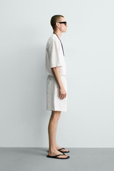 BERMUDA JOGGER BÁSICA LAVADA - Blanco de Zara