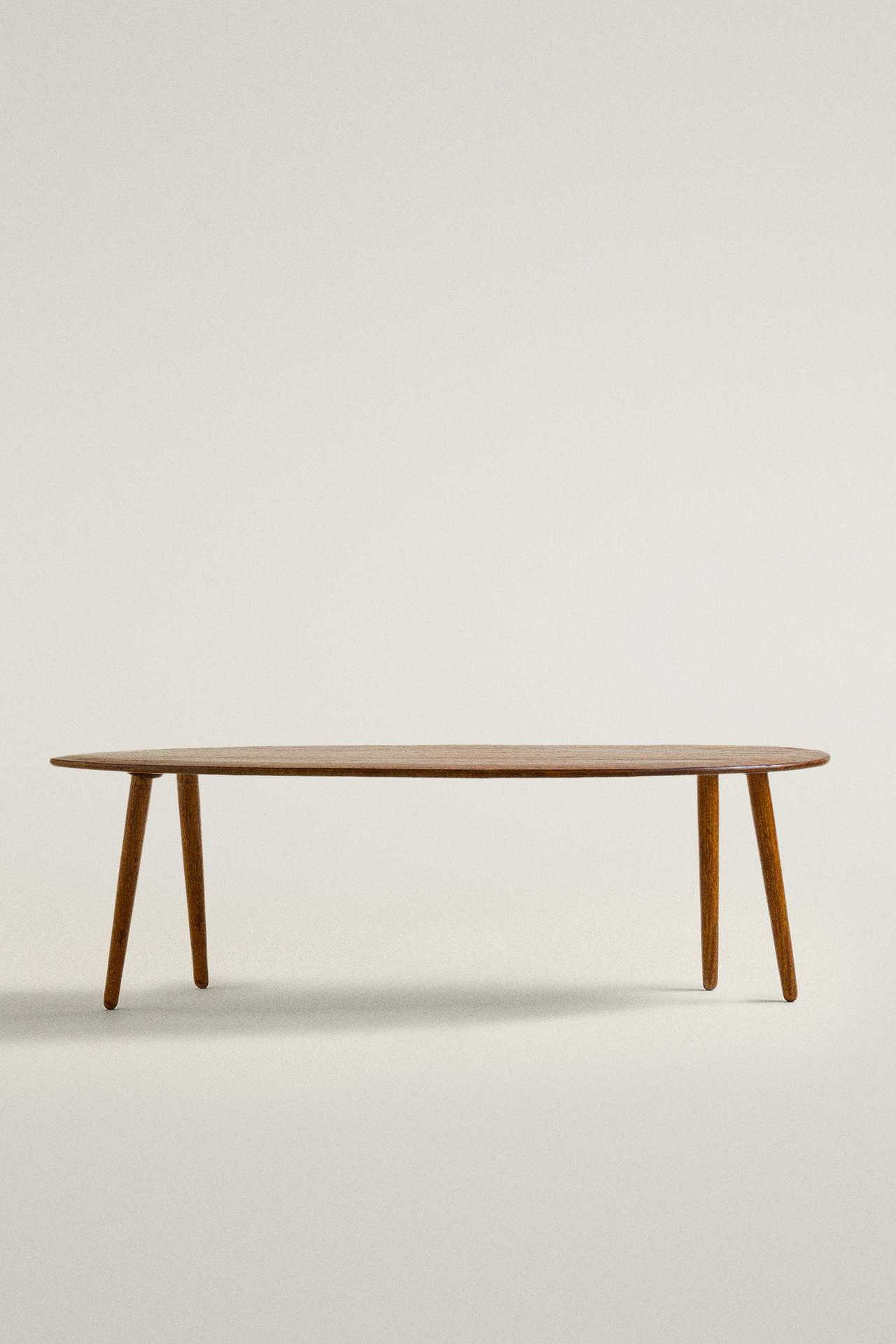 BEVELED WOOD COFFEE TABLE — Brown