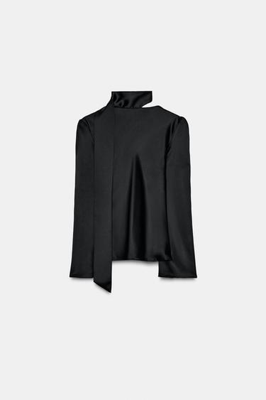 CHEMISE FOULARD SATINÉE - Noir de Zara - Image 6