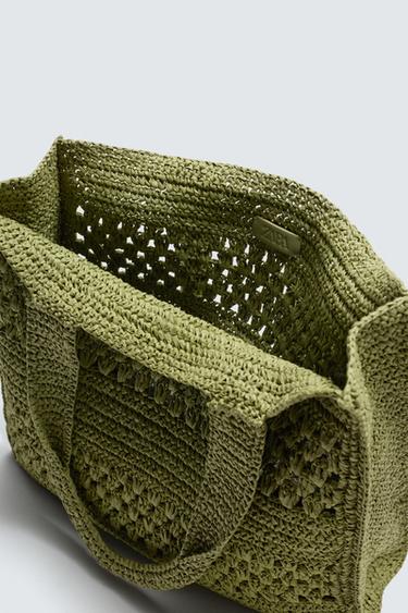 SAC SHOPPER TRESSÉ - Vert de Zara - Image 4