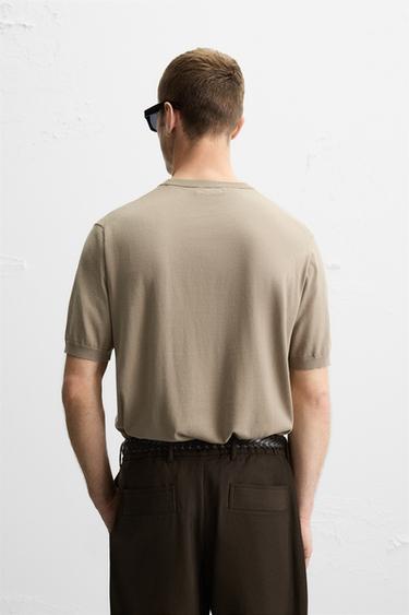 REGULAR FIT KNITTED T-SHIRT - Sand by Zara - Image 2