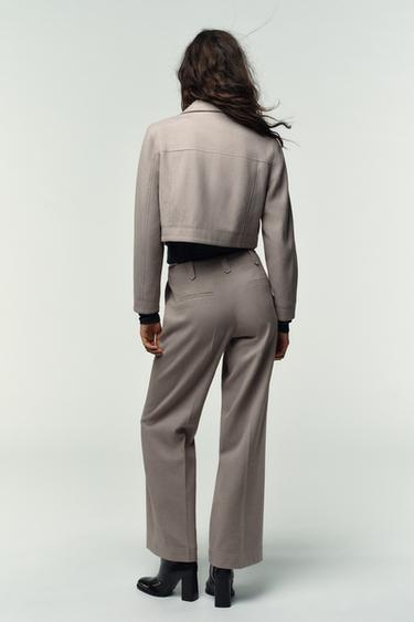 PANTALON DROIT TAILLE NORMALE - Sable / Chiné de Zara - Image 4