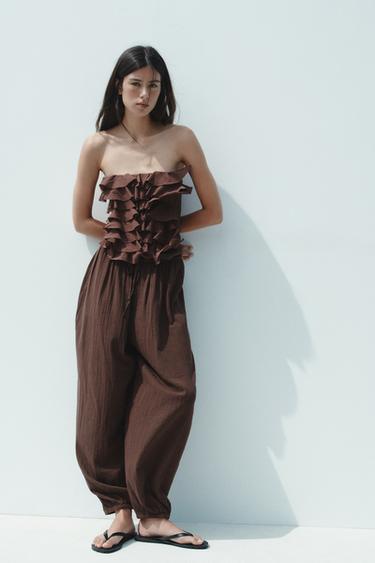 VOLANT-TOP IM BANDEAU-STIL - Braun von Zara - Bild 0