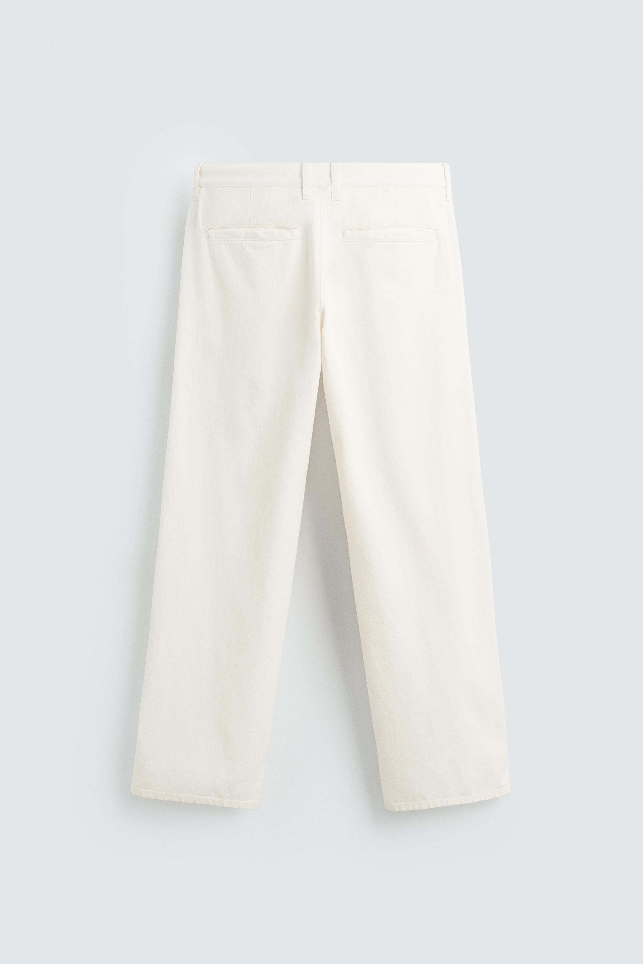 COTTON HEMP CHINO PANTS - White | ZARA Canada
