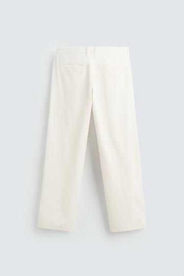 COTTON-HEMP CHINO TROUSERS - White by Zara - Image 7