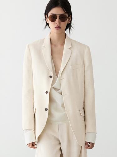 Zara Linen blend suit blazer - Ecru