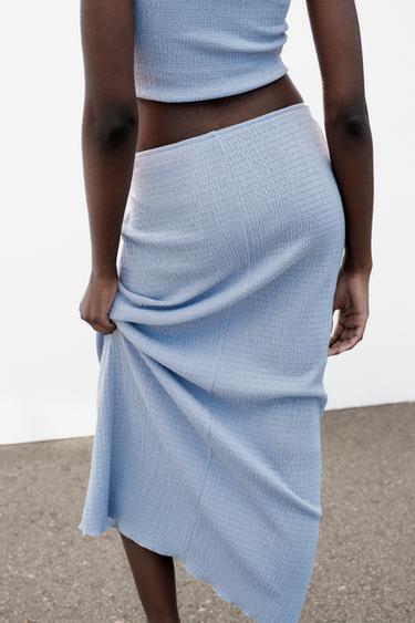 JUPE MI-LONGUE TEXTURÉE - Bleu clair de Zara - Image 5