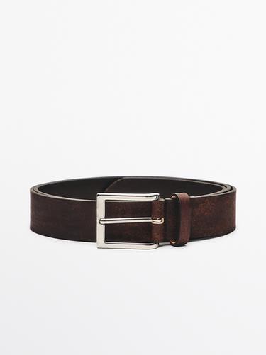 Ceinture cuir usé - Marron / Taupe de Zara