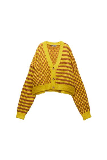 CONTRAST JACQUARD KNIT JACKET