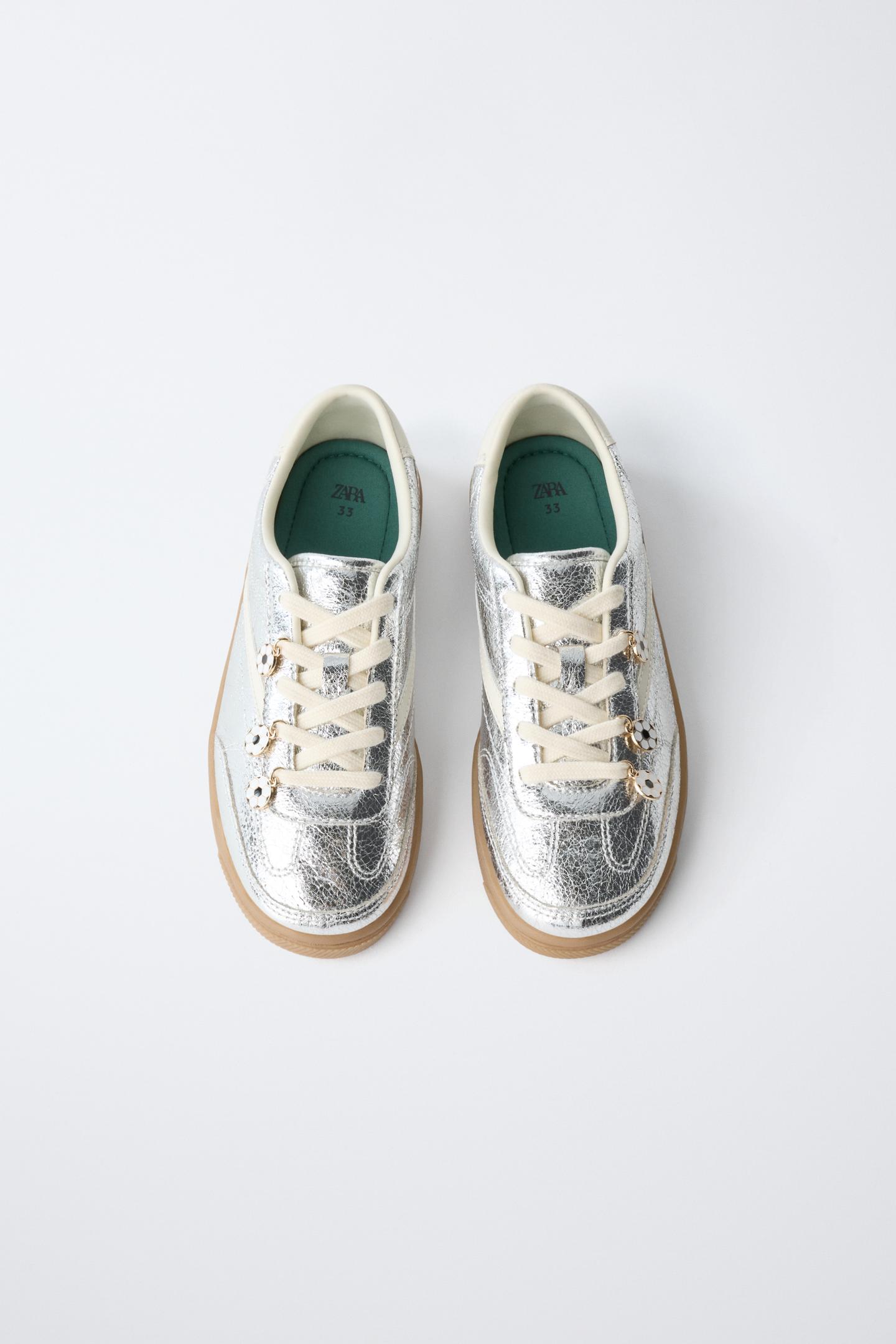 Детские кроссовки Zara Metallic, цвет: Серебряный — фото 6