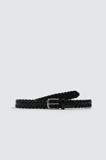 CINTURÓN PIEL TRENZADA - Negro de Zara