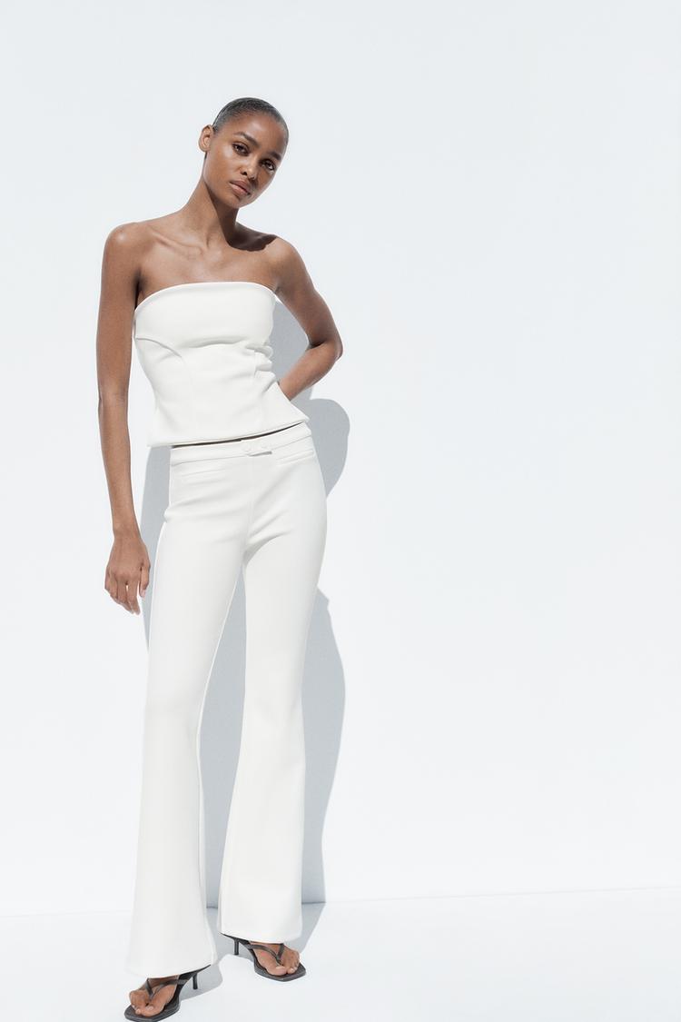Wide Leg Pantalones Blancos Zara Mujer 2019 Pantalon Acampanado