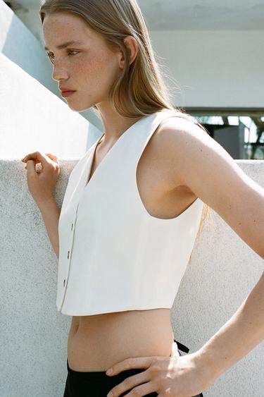 CUT-OUT WAISTCOAT - Ecru by Zara