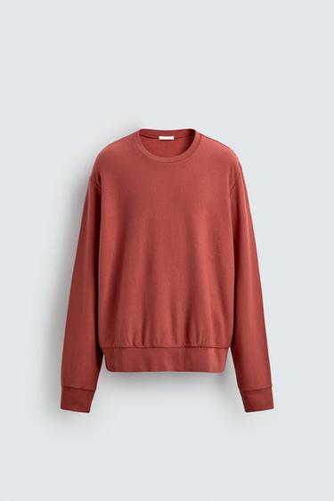 سويت شيرت crewneck مغسول - أحمر وسط الخاص بـ Zara
