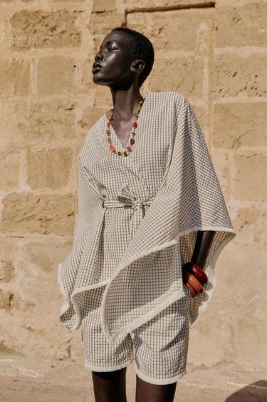 GILET EFFRANGÉ À CARREAUX - Écru de Zara - Image 4