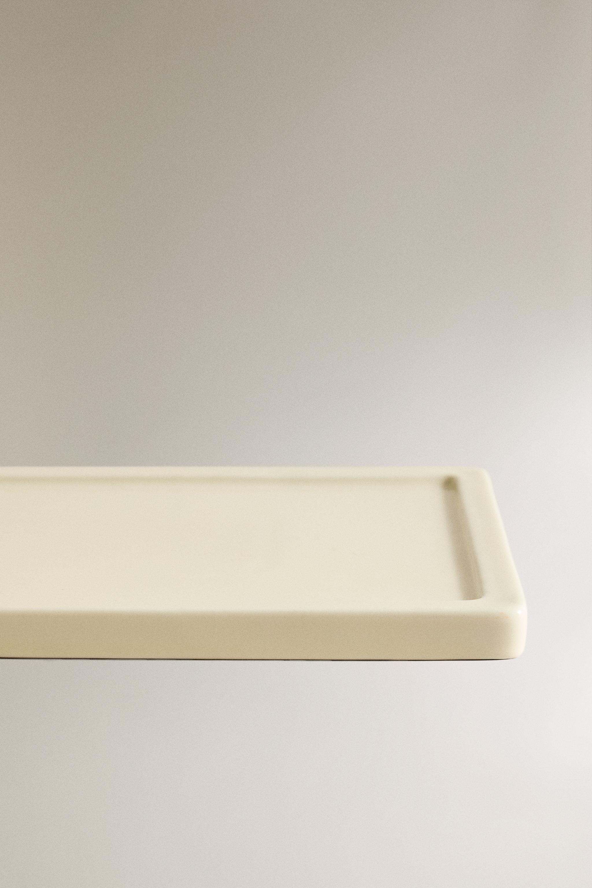 RECTANGULAR CERAMIC BATHROOM TRAY - Ecru | ZARA United States