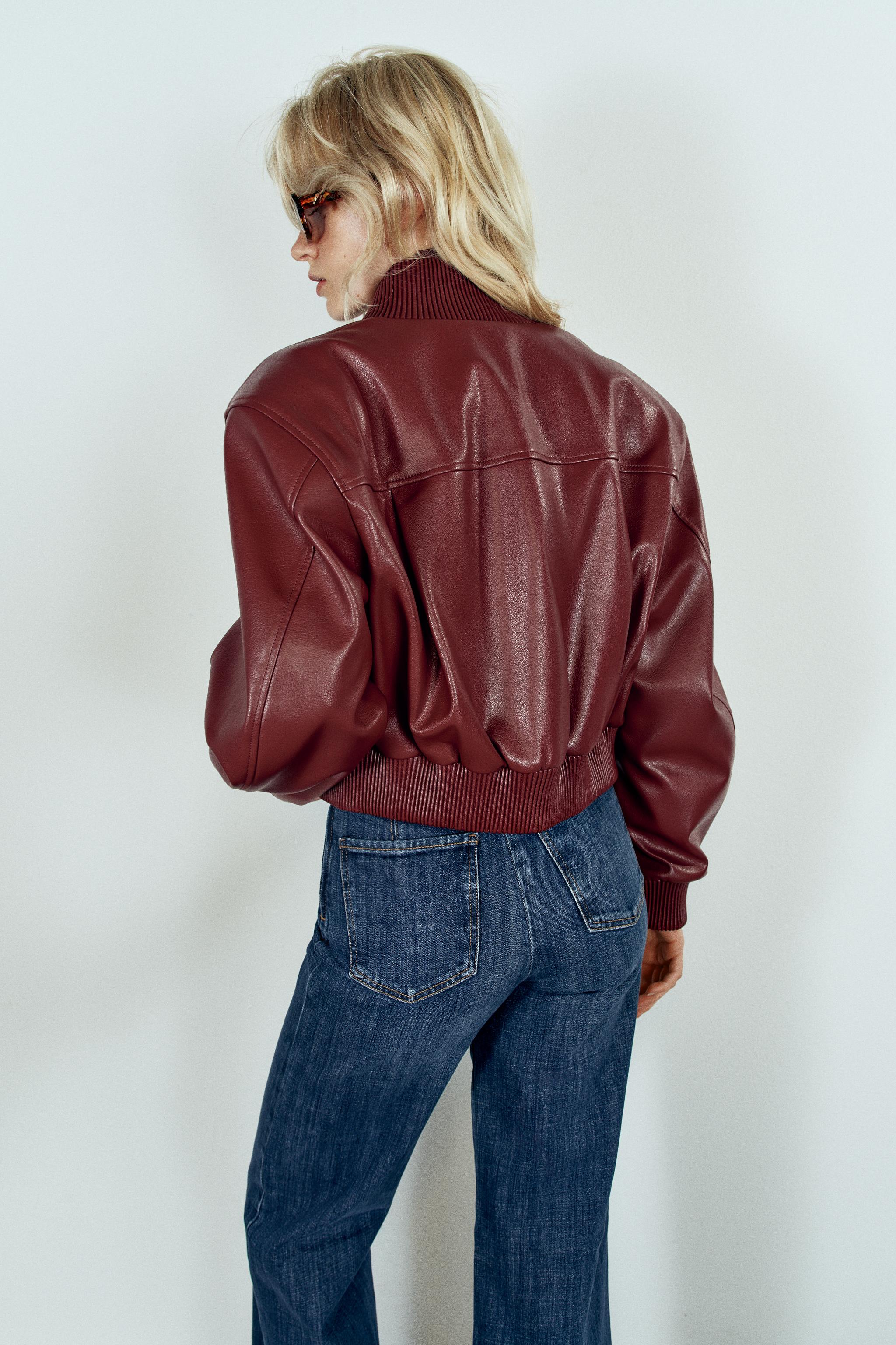 CROPPED BOMBER JACKET WITH SHOULDER PADS