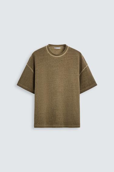 Zara WASHED T-SHIRT - Brown