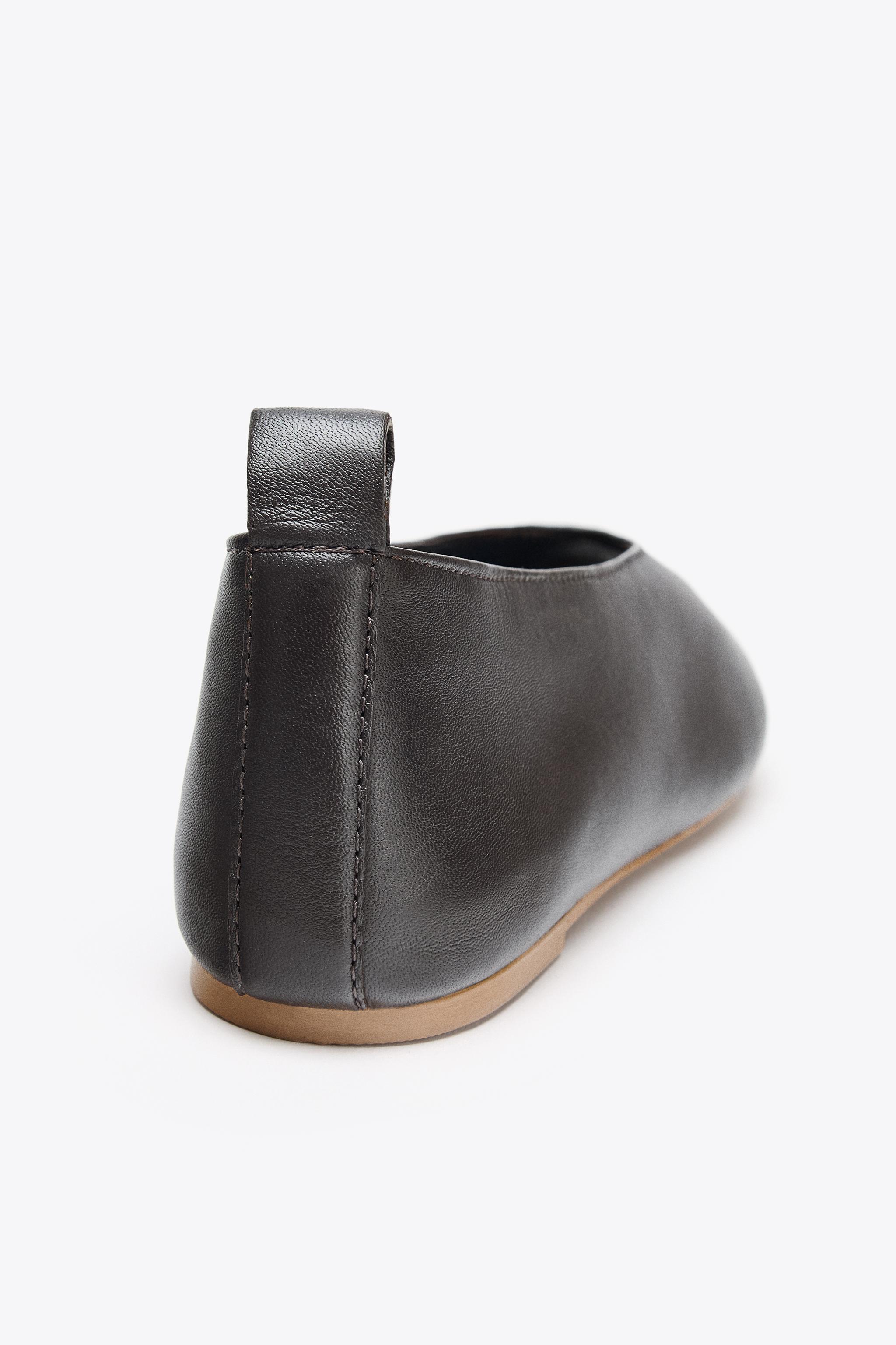 オープニング入りレザーバレリーナ - ブラウン | ZARA Japan / 日本