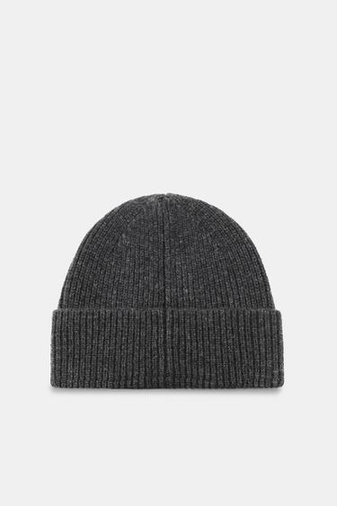 Zara CUFFED RIBBED BEANIE - Anthracite Gray