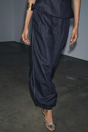 PANTALON DENIM BOUILLANT ZW COLLECTION - Bleu de Zara - Image 2