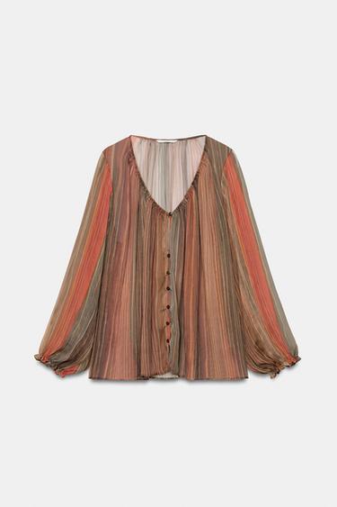 CAMISA SEMITRANSPARENTE RAYAS - Multicolor de Zara - Imagen 0