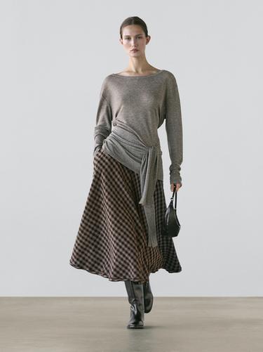 Zara Flared with check detailing - Black