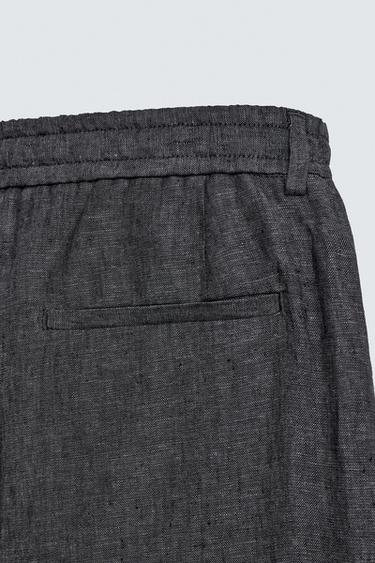 100% LINEN SUIT TROUSERS - Grey marl by Zara - Image 7