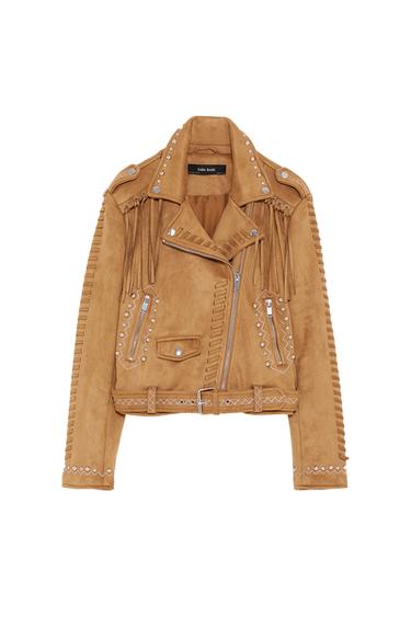 FAUX SUEDE JACKET WITH FRINGING