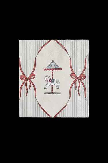 Zara SET OF CHILDREN'S CHRISTMAS CAROUSEL PAPER NAPKINS (SET OF 20) - Multicolored - Image 0