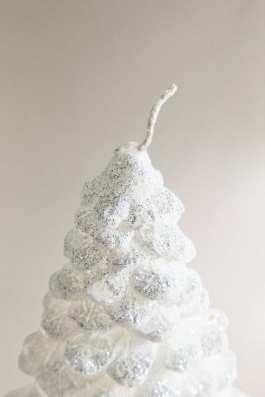 CHRISTMAS SNOWY FIR TREE CANDLE WITH GLITTER - White by Zara - Image 3