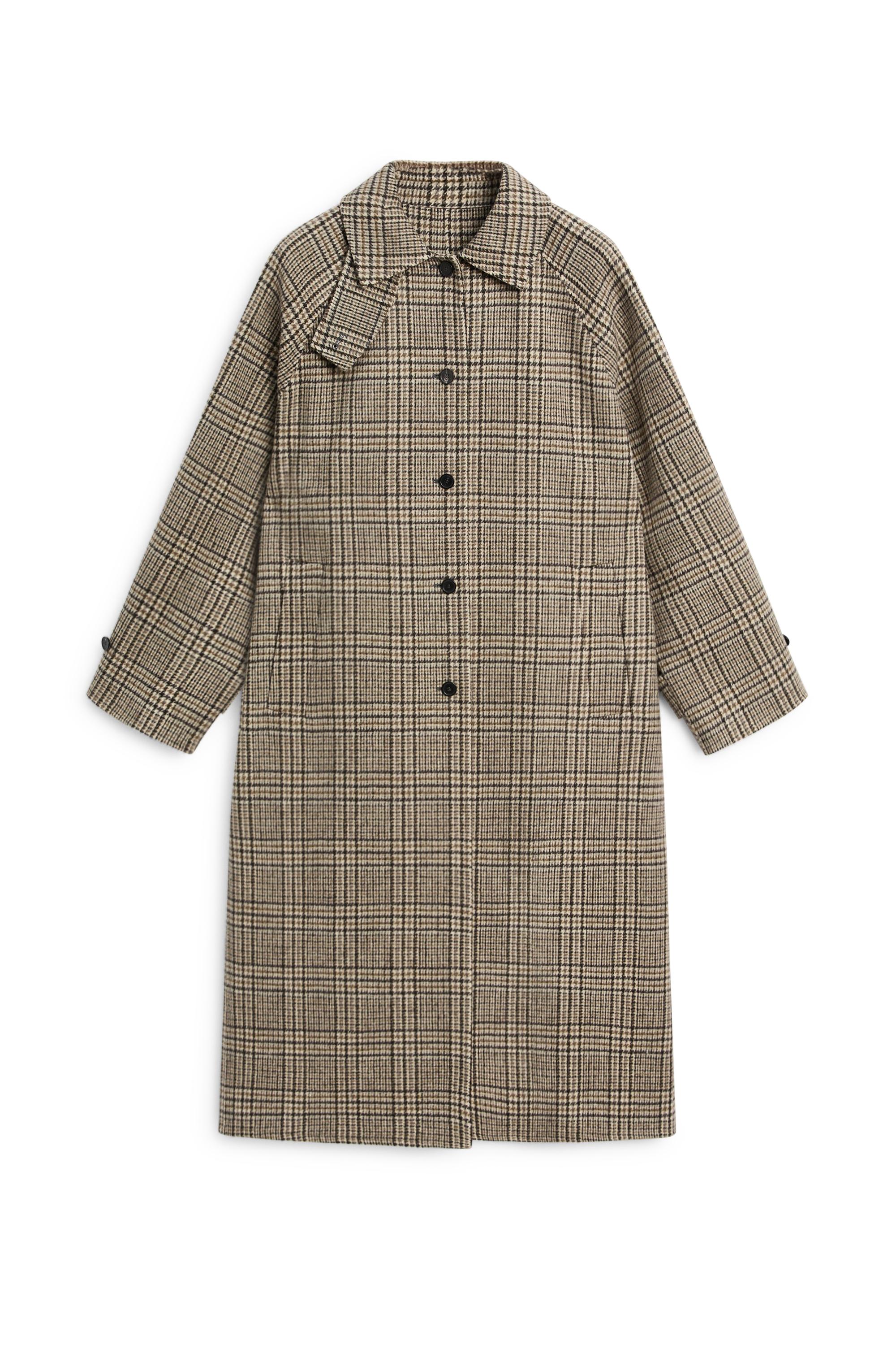 Wool blend check trench coat - Oyster-white | ZARA United States