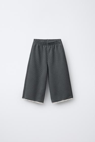 PRINTED LACE TRIM PLUSH CULOTTES - Grey by Zara