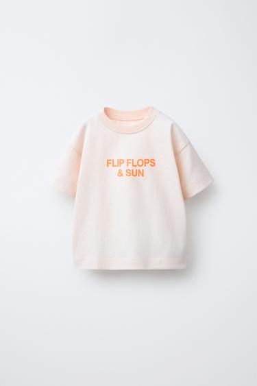 SLOGAN T-SHIRT - White / Pink by Zara