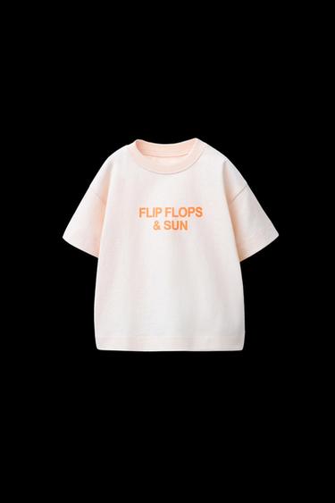 T-SHIRT MIT TEXT - Weiß / Rosa von Zara - Bild 0