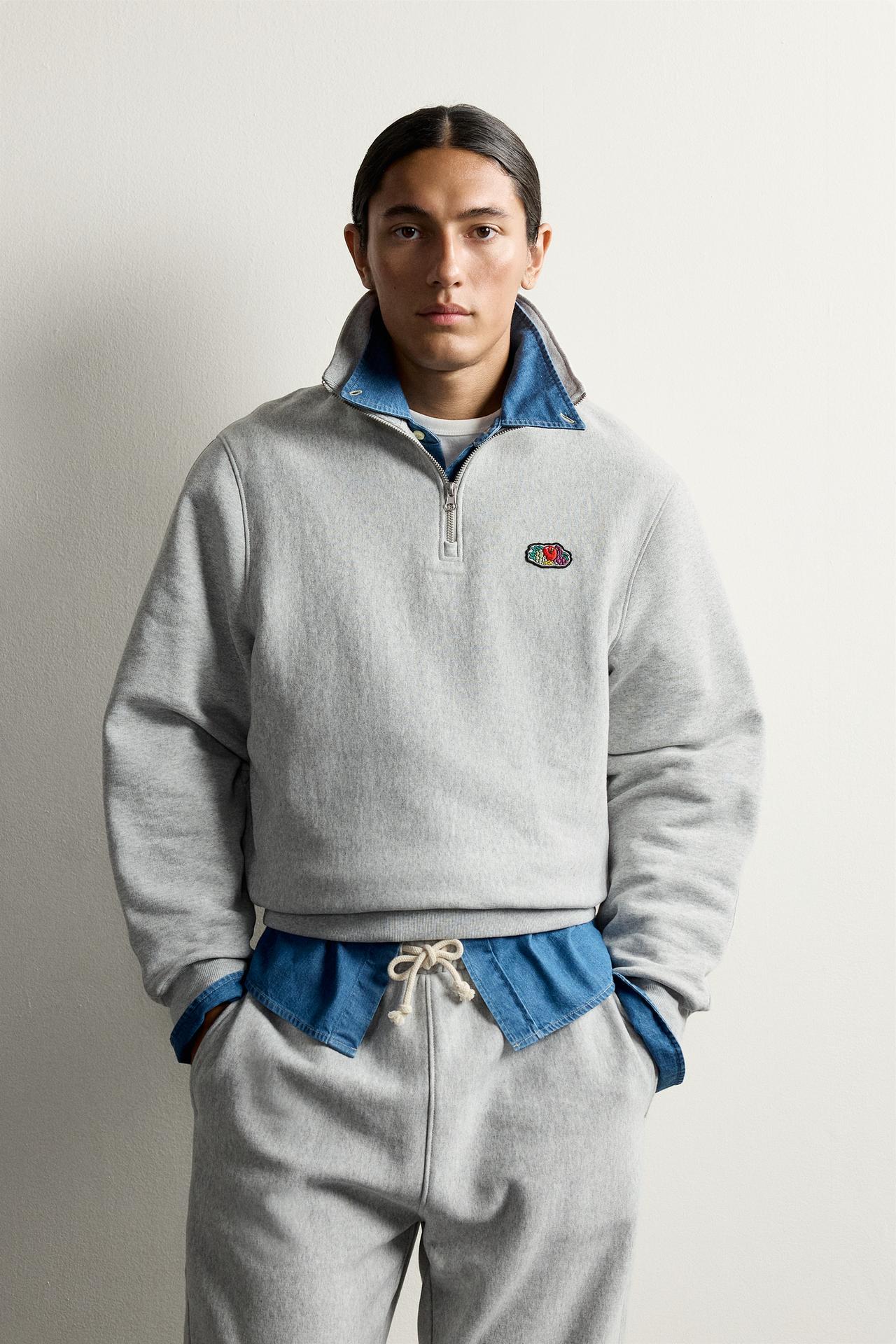 FRUIT OF THE LOOM™ QUARTER-ZIP SWEATSHIRT — Gray marl