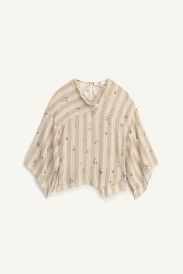 LIMITED EDITION STRIPED FLORAL BLOUSE - Printed by Zara