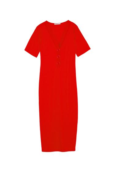 RIBBED DRESS WITH BUTTONS