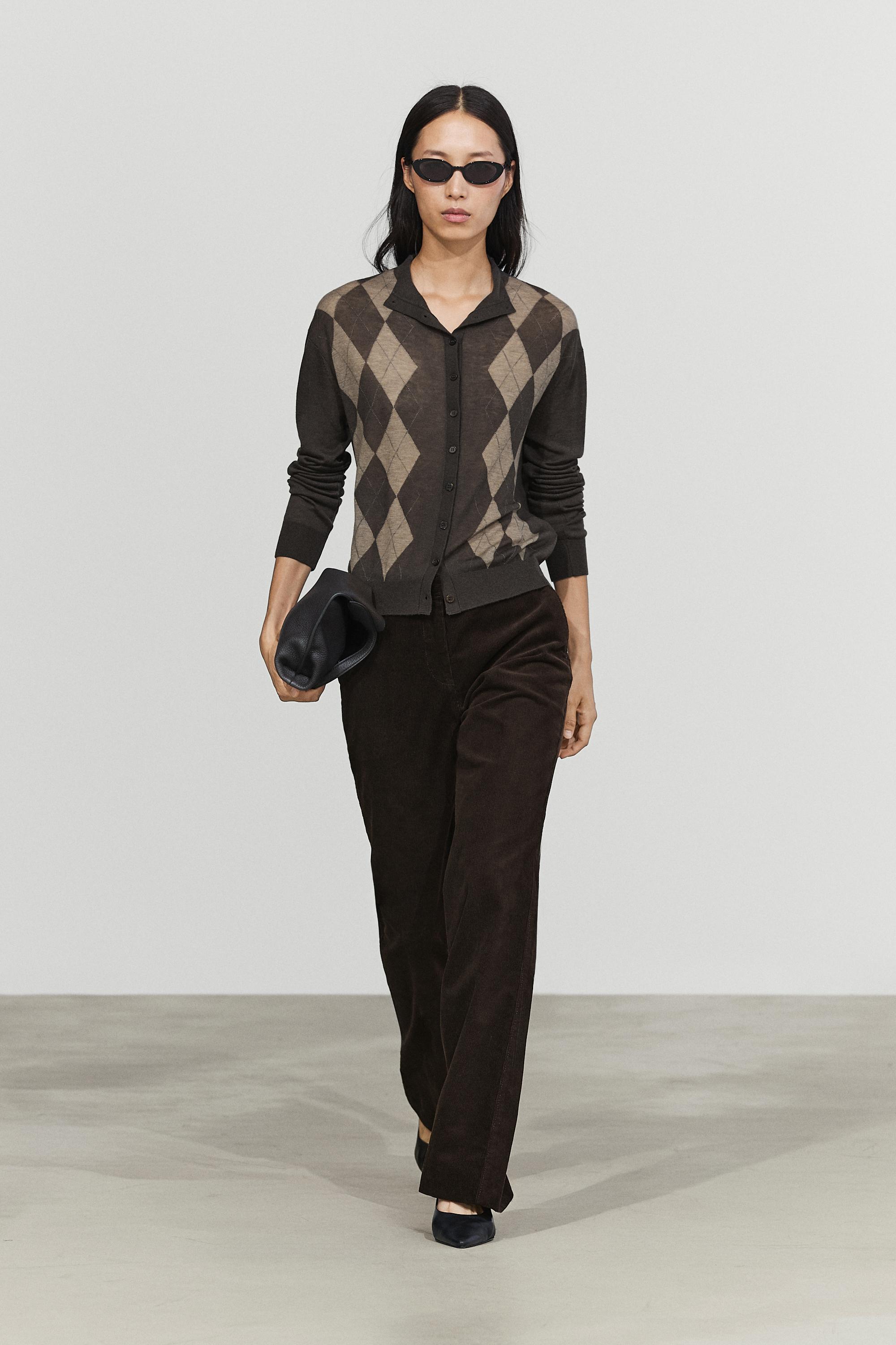 100% wool argyle knit cardigan - 205 | ZARA United States