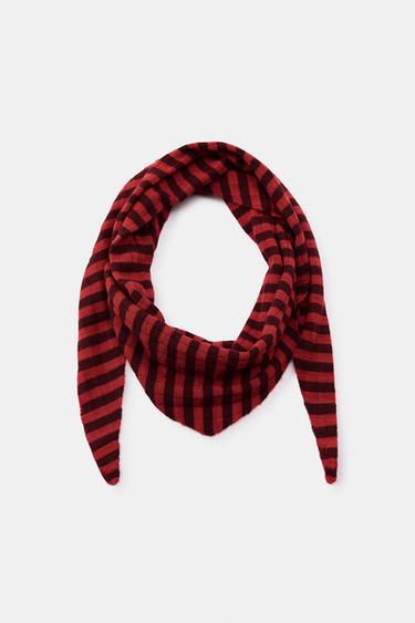 STRIPED KNIT BANDANA - Red by Zara