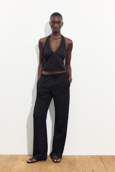 TROUSERS WITH AN ELASTICATED WAISTBAND - Black by Zara - Image 0