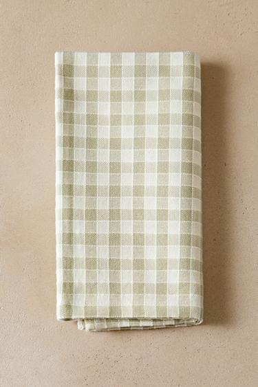 GINGHAM COTTON NAPKINS - Light green by Zara
